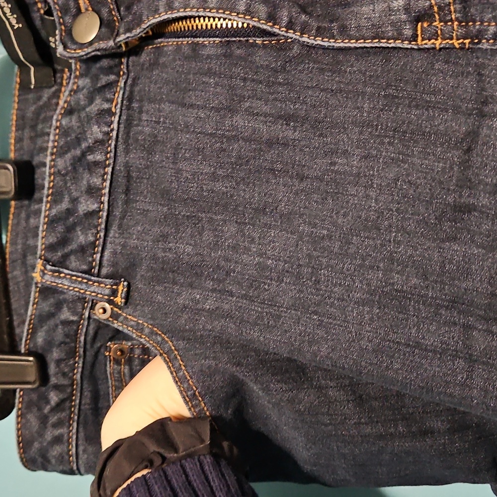Venezia dark wash straight leg denim mom jeans, sx 22 short - Picture 3 of 9